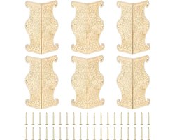 Set van 6 plinten, hoekbescherming, vintage messing, hoekbescherming voor meubels, gouden tafelrand, plint schroefbare rechthoekige hoeklijst voor houten kist, sieradendisplay