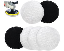Set van 6 Polijstaccessoires voor Random Orbital Sander - Polijstpads 125mm, Lamswol Polijstwielen en Polijsthoeden voor Auto en Meubels