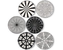 Set van 6 Porseleinen Dessertborden - Zwarte Saladeschalen voor Fruit, Starters en Ontbijt - 20.3 cm