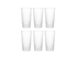 Set van 6 Premium Geribbelde Drinkglazen 332ml - Frisdrank Glazen - Origami Stijl - Stapelbaar