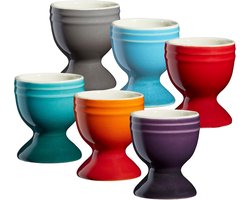 Set van 6 Regenboog Steengoed Eierdopjes | Vaatwasserbestendig