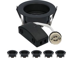 Set van 6 Rio - LED Inbouwspots - Armatuur - Diameter 85mm - GU10 Fitting incl. lamphouder - IP65 voor badkamer en buiten - Rond - Zwart