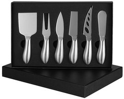 Set van 6 roestvrijstalen kaasmessen, keukengerei, ergonomisch ontwerp, multifunctioneel snijgereedschap voor keuken en restaurant (zilver)