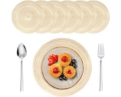 Set van 6 Ronde Geweven Placemat, 30 cm Katoenen Onderzetters, Warmte-isolatie en Antislip, Wasbaar voor Keuken, Dinners en Barbecues, Geschikt voor Binnen en Buiten Gebruik