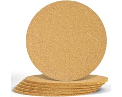 Set van 6 Ronde Kurken Onderzetters van 18 cm, 5 mm Dikte, Warmtebestendige Tafelmatten voor Pannen en Potten, Herbruikbare Keukenaccessoires