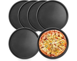 Set van 6 Ronde Pizza Borden van RVS - 29 cm - Ideaal voor Pizza, Taart en Flammkuchen - Gezond en Makkelijk Schoon te Maken