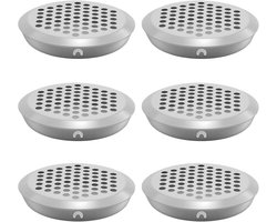 Set van 6 Ronde Ventilatieroosters in Zwart RVS voor Opbergkasten, Schoenenkasten en Keukenkasten met een Diameter van 53 mm