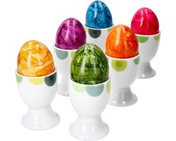 Set van 6 Rondo eierdopjes 6 personen groene retro cirkels - 6 x eierdopjes