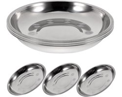Set van 6 RVS Borden Rond - Onbreekbaar voor Salade, Fruit & Diner - 18 cm Zilver