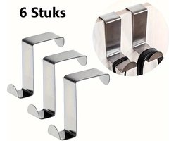 Set Van 6 RVS Deurhaken I Ophanghaak I Deurhaak I Handdoekhaak I Kleding Haak Voor Deur I Kapstokken I Zilver