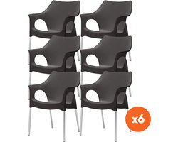 Set van 6 - Scab Ola stapelbare kunststof tuinstoel - antraciet
