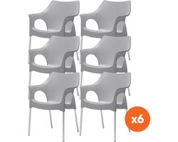 Set van 6 - Scab Ola stapelbare kunststof tuinstoel - Lichtgrijs