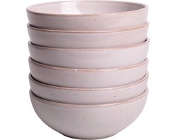 Set van 6 schaaltjes - kommen - 15,5 cm - 6 persoons - wit met bruine spikkel - Portugees stoneware - Lissabon - Kade 171 schaaltjes - hip en trendy
