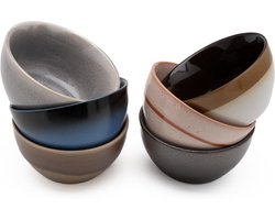 Set van 6 schaaltjes rond - 14 * 8 cm - meerkleurig - 6 personen - aardewerk - Earth style - Kade 171 - schaaltjes - hip en trendy