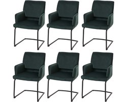 Set van 6 sledestoelen MCW-N60, eetkamerstoel keukenstoel stoel, stof/textiel Öko-Tex ~ groen