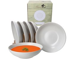 Set van 6 soepborden 20,5cm Wit Biata steengoed