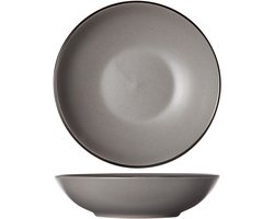 Set van 6 Speckle Grey Diepe Borden met zwarte boord