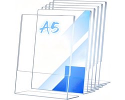 Set van 6 Standaard Tafelstandaarden A5 Transparant Acryl Schuin