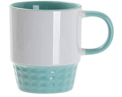 Set van 6 Stapelbare Mokken – Mintgroen – 300ml – Keramiek – Scandinavisch Design – Vaatwasser bestendig