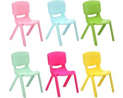 Set van 6 stapelbare stoel kinderen plastic kinderstoel gekleurd feest spelen tuin binnen buiten | Tuinstoelen van kunststof met rugleuning