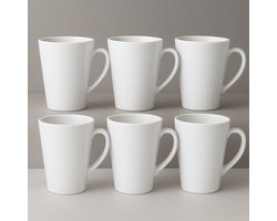 Set van 6 Sublimatie Latte Macchiato Mokken – 350 ml – Wit – Perfect voor Bedrukking