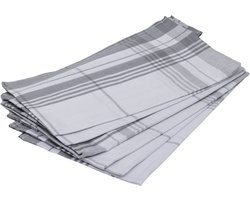 Set van 6 theedoeken wit grijze ruit 50 x 70 cm