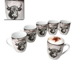 Set van 6 TORO koffiemokken voor 6 personen, van porselein