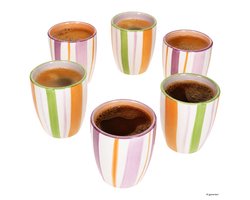 Set van 6 TROPICANA mokkakopjes 3x Lila & 3x Oranje van steengoed – 24325109