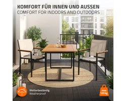 Set van 6 tuinstoelen met armleuningen beige van textilene, balkonstoel met metalen frame ML design