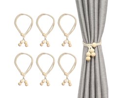Set van 6 Verstelbare Gordijnhouders van Katoen, Handgeweven Boho Gordijnaccessoires voor Woonkamer, Kantoor en Slaapkamer Decoratie