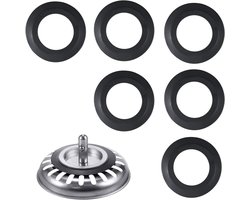 Set van 6 Vervangingsringen voor Afvoerzeef - Sealing Ring voor Sink Lip Seal en Drain Sieve Basket, Binnen Ø 32mm, Buiten Ø 54mm, Ideaal voor Keuken en Badkamer