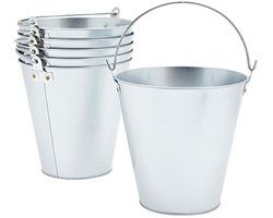Set van 6 verzinkte metalen emmers voor ijs, bier en bloemen - 3 liter
