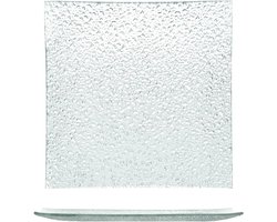 Set van 6 Vierkante Glazen Borden 20 cm Druppel Dessertborden