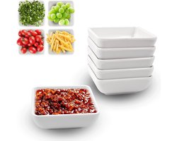 Set van 6 vierkante sojasaus- en witte sauskommen, mini dipschalen voor sushi en tapas, 7.3x2.8cm