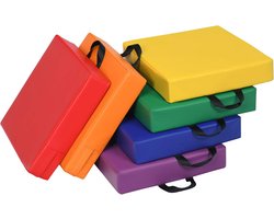 Set van 6 vierkante vloerkussens voor kinderen - Zachte zitkussens met handvatten