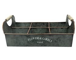 Set van 6 Vintage Metalen Bloempotten voor Binnen en Buiten - Hoekige Plantenbakken voor Kruidentuin en Balkon