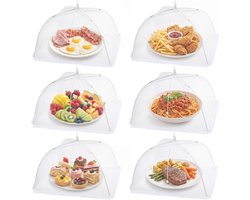 Set van 6 Vouwbare Voedselcloches voor Bescherming van Eten, Fruit en BBQ, 44 x 44 x 30 cm, Wit