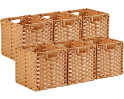 Set van 6 Waterdichte Opbergkubussen - Kunstrotan Decoratieve Opbergdozen voor Kasten