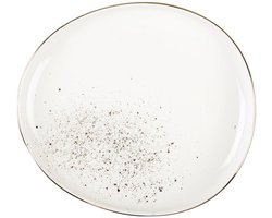 Set van 6 Witte Ovale Dessertborden met Gouden Accenten – AULICA