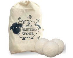 Set van 6 XL Drogerballen – 100% Natuurlijke Schapenwol – Duurzame en Herbruikbare Wasdrogerballen – Anti-Kreuk – Bespaar Energie – Fris Resultaat