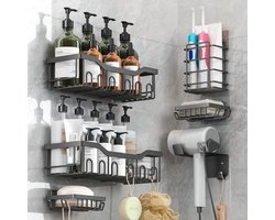 Set van 6 Zelfklevende Douchebakjes voor Badkamer en Keuken - Waterdicht en Roestvrij Staal