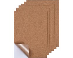 Set van 6 Zelfklevende Korken Vellen 30 x 21 cm - Rectangulaire Korkmatten voor Wanddecoratie, DIY Creaties en Onderzetters - 1 mm Dikte, Antislip en Duurzaam