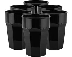 Set van 6 zwarte drinkglazen met retro design voor koude dranken