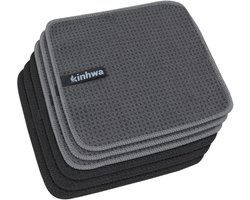 Set van 6 Zwarte en Grijze Microvezel Keukendoeken - Wasbaar en Pluisvrij Poetsdoek