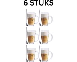 Set van 6x latte Macchiato glazen inclusief lepels 300 ml - Koffie glazen - Cappuccino glazen