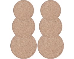 Set van 6x pannenonderzetters kurk rond 17/20/23 cm - Van alle formaten 2x stuks
