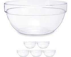 Set van 6x stuks glazen salade/dessert/sauzen schaaltjes/kommetjes 10 x 4 cm - Schalen/kommen van glas