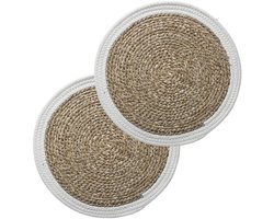 Set van 6x stuks placemats zeegras wit - 39 cm - Tafel onderleggers