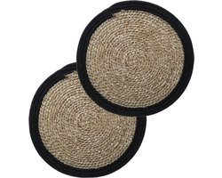 Set van 6x stuks placemats zeegras zwart - 39 cm - Tafel onderleggers