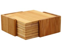 Set van 7 bamboe vierkantjes (10x10x0.6 cm)